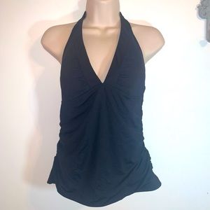 Athleta Shirred Halter Tankini Black NWT